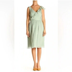 NWT Silk Crew Dress size  2 wedding bridesmaid Kelly green fairy core bridgerton